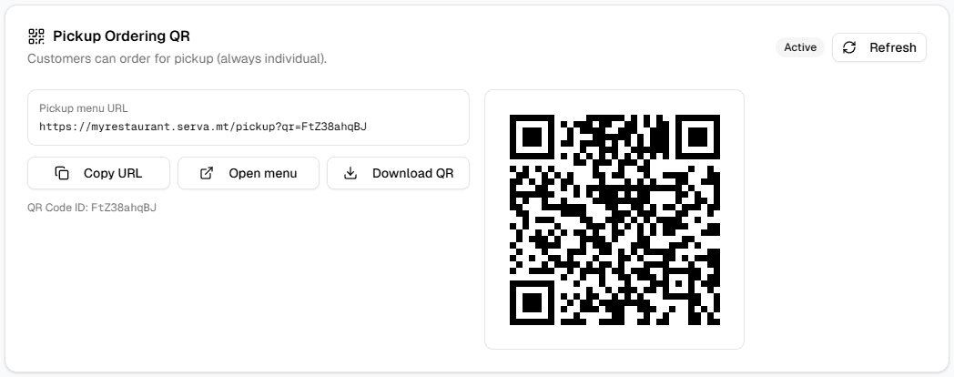 Pickup QR card in settings