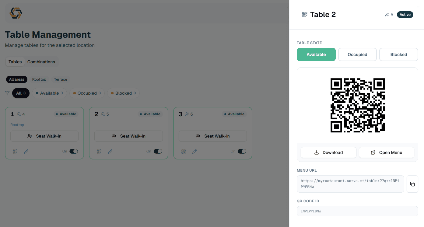 QR Ordering & Tables